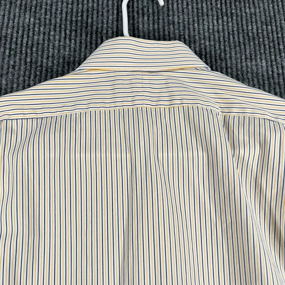 Polo Ralph Lauren Shirt Mens 16 Blue Yellow Striped Long Sleeve Button Up Regent